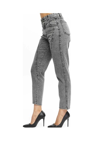 Kene Jeans Yüksek Bel Ön Conta Çımalı Mom Kot Jeans Kar Siyah