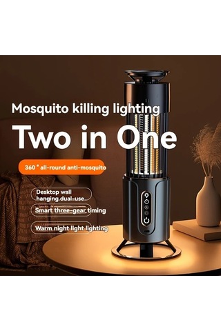 Boatshop1 Grey Şarj Edilebilir Çok Fonksiyonlu Sivrisinek Öldürücü Lamba 2si 1 Arada Gece Işığı Ev Ofis Ve Karavan İçin