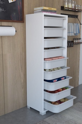 Mutfak Dolabı 9 Sepetli Çok Amaçlı Dolap - Beyaz Diğer