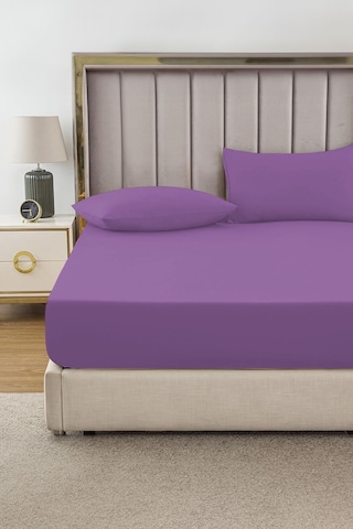 Ranforce Lila Pamuklu Tek / Çift Kişilik Battal Tam Kenar Lastikli Çarşaf 14 Renk Fıtted Lila