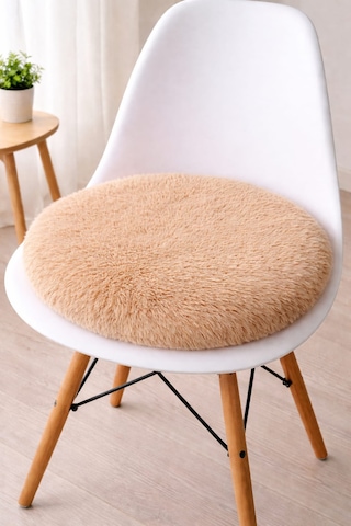 2 Adet Yuvarlak Sandalye Minderi 40cm Kahverengi