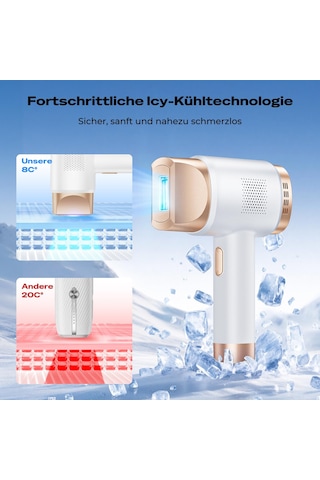 21j Ipl Cihazı 8 C Buz Soğutma Sistemli Epilasyon, Lazer Epilasyon 9 Seviye Ve 600 Nm Kırmızı Işık, Kadın Erkekler İçin Lcd Dokunmatik Ekran Ipl Epilasyon Cihazı, Yüz Kol Bikini Bölgesi Gövde, Altın