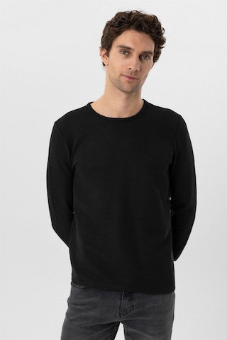 Süvari Siyah Slim Fit Armürlü Bisiklet Yaka Triko Kazak-36351 Siyah