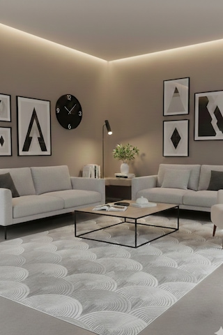 Salon Halısı 6024 Gri Kaymaz Taban Yıkanabilir Leke Tutmaz Özel Ölçü Zarif Tasarım Gri - 844319825 Gri