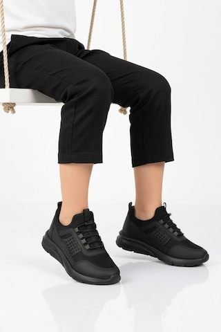 Walkway Siyah Füme Fileli Hafif Esnek Unisex Çocuk Spor Ayakkabı 9060 Motano F Siyah-füme