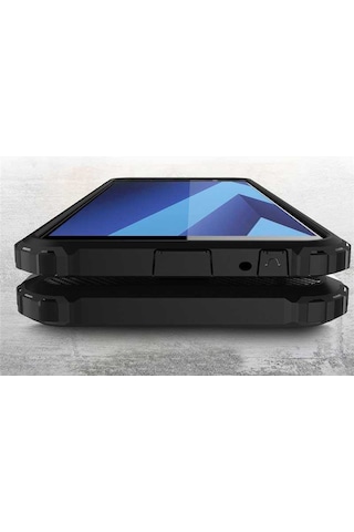 Noktaks - Galaxy Uyumlu A6 Plus 2018 Uyumlu - Kılıf Çift Katman Zırh Tank Crash Military Kapak - Gold - T5317 Gold