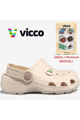 Vicco Didim Jıbbıtz Aksesuar Hediyeli Ortopedik Unisex Çocuk Terlik Bej