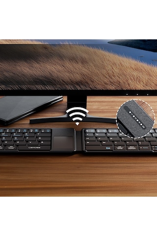 Lenyes Wk109 Sessiz Tuş Tasarımlı Touch Padli Katlanabilir Bluetoothlu Kablosuz Klavye Siyah