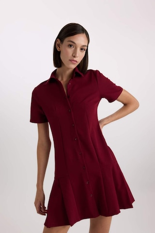 Defacto Polo Yaka Basic Düz Kısa Kollu Pileli Mini Elbise D4203AX24AUBR118
