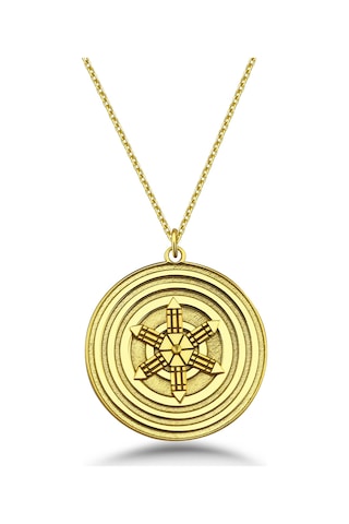 Atlantis Mandalası Gümüş Kolye Altın