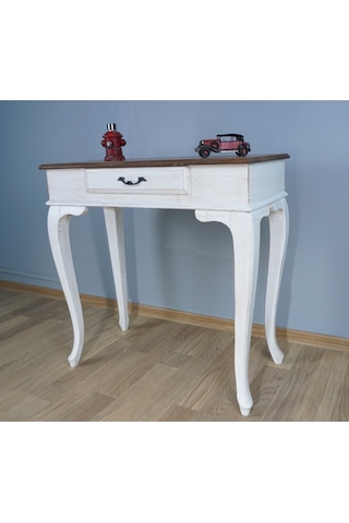 Masifart Ceviz Eskitme Tablalı Dresuar Beyaz 80 Cm Eskitme  Patina Ceviz