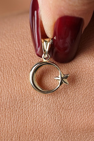 14 Ayar Altın Mini Ay Yıldız Kolye Ucu - Klyuc3516 Sarı Altın