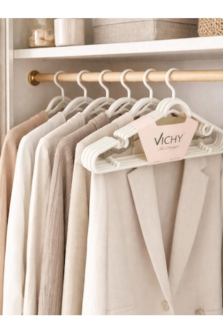 Vichy 5 Li Kaymaz Çok Amaçlı Askı 42,2 Cm Krem Renk Elbise & Pantolon Askısı Vch-7018 Açık Bej