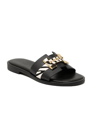 19 Black Terlik Kadın 21032 Myconian 2025 Greek Sandal Siyah