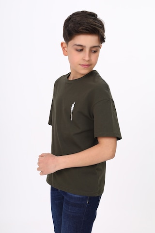 Toontoy Kids Toontoy Erkek Çocuk Palmiye Ağaç Baskılı Tişört Haki
