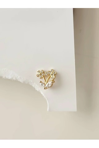 Kelebek Çiçek Yıldız Model Kıkırdak Piercing Tragus Helix Altın Gold Renk Küpe Gold