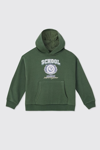 Panço Kız Çocuk Kapüşonlu Yeşil Sweatshirt