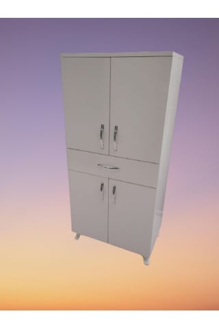 Çok Amaçlı Eko Dolap 130 Cm Beyaz Bir Çekmece Dört Kapak El Yapım