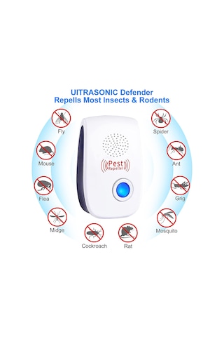 Yifomall 6'lı Paket Abs Ultrasonik Kovucu - 800-1200 Ft² Kaplama, 4-6w, Ac 90-250v, Mavi Işık, Uzun Avrupa Şarjı İç Kullanım Beyaz