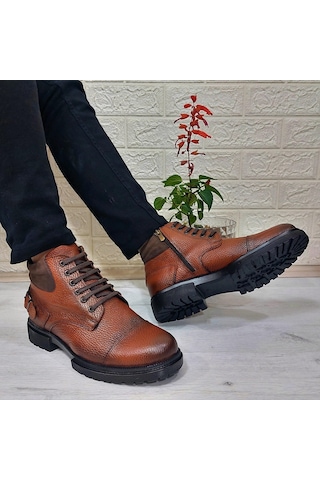 M.p 4201 Taba Hakiki Deri Fermuarlı Bağacaklı Fuspetli Erkek Bot 001