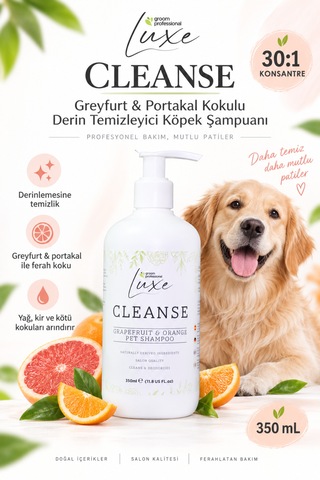 Groom Professional Luxe Greyfurt Ve Portakal Kokulu Temizleyici Köpek Şampuanı 350 Ml 1:30 Konsantre