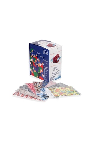 Ecd Mask Yıkanabilir Desenli Maske 40 Adet Çok Renkli