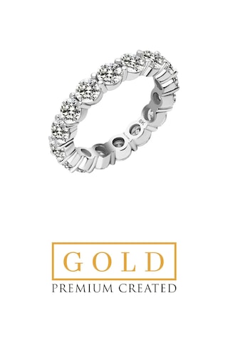 Beyaz Altın Sertifikalı Premium Created Taşlı 4.25 Ct Effect Tamtur Yüzük