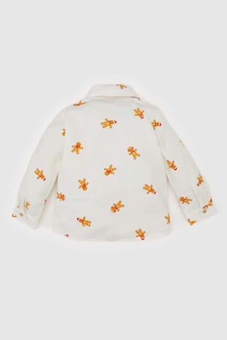 DeFacto Erkek Bebek Yılbaşı Temalı Twill Uzun Kollu Gömlek D6735A524WNER233 Ekru