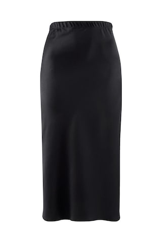 BULALGİY Kadın Siyah Saten Uzun Etek - BGA408463 - Siyah