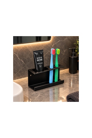 Metal Diş Fırçası Ve Diş Macunu Tutucu - Siyah Banyo Düzenleyici Organizer, Duvara Monte Diş Fırçalık Diğer