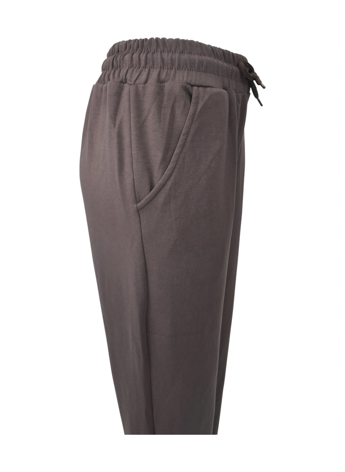 Modal Kumaş Lastik Paça Cepli Eşofman Altı - Kahverengi Kahverengi