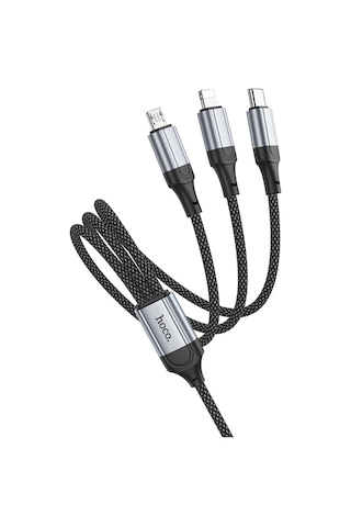 Hoco. X102 Fresh 1m 2.4a 3in1 Usb To Type-c / Lightning Ve Micro Çıkışlı Hızlı Şarj Data Kablosu - Siyah