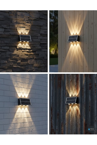 30 Watt Güneş Enerjili Duvar Aplik Siyah Renkli