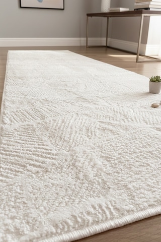 Melaris Halı Patrin Modern Yolluk Dokuma Halı Salon Oturma Odası Mutfak Halısı Koridor Antre Krem