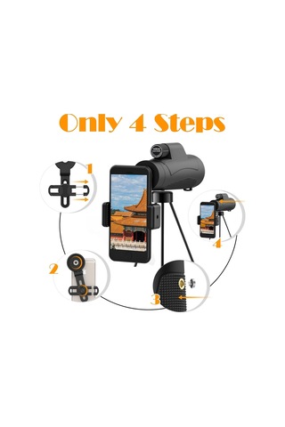 Yetişkinler İçin Telefon Tutucu Tripod İle Monoküler Teleskop, Hd Kompakt Monoküler