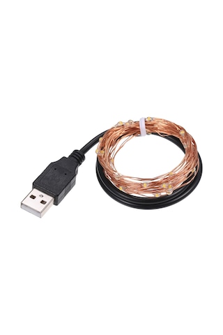 Geeksen Usb Beslemeli 2m 20led Bakır Tel Işık Zinciri, Esnek Ve Katlanabilir, Islak Beyaz Işık, Dıy Dekorasyon İçin Uygun, Ev Ve Parti Dekoru Çok Renkli