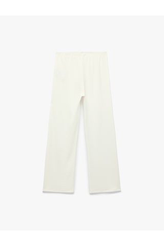 Koton Bürümcük Kumaş Düz Bol Paça Pantolon Beyaz 6sak40110ek