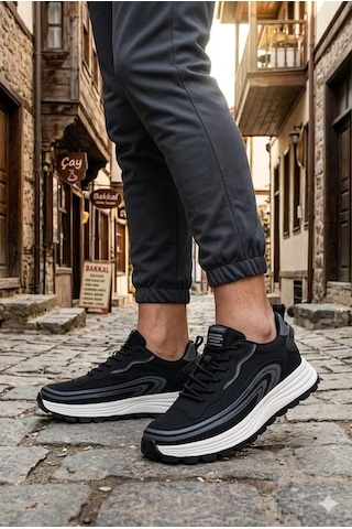 Pepita E274 Rahat Hafif Özel Tasarım Spor Sneaker Erkek Ayakkabı Siyah