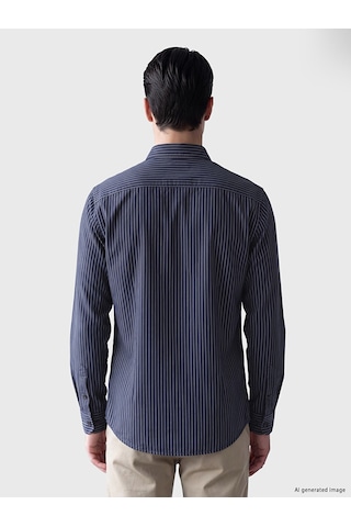 Lcwaıkıkı Classic Lacivert Regular Fit Çizgiili Gabardin Erkek Gömlek