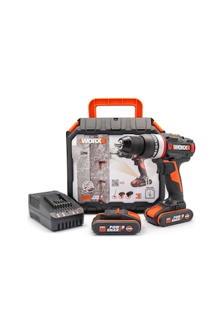 Worx WX-JCR 20Volt 2.0Ah Li-ion Çift Akülü Kömürsüz Profesyonel Darbeli Matkap Vidalama