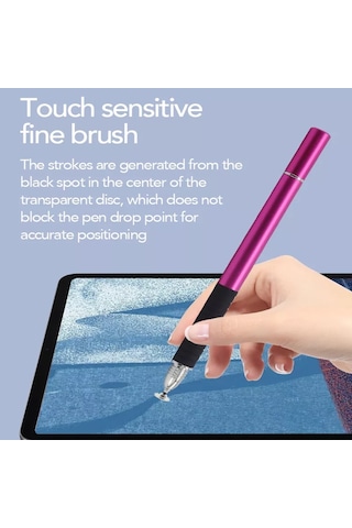 At-31 İletken Kumaş Kafa Hassas Enayi Kapasitif Kalem Kafa 2'si 1 Arada El Yazısı Kalemi Gümüş Gri