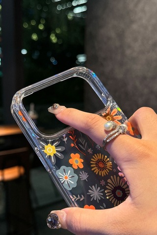 İphone 17 Pro Max Uyumlu Kılıf Solmayan Imd Baskı Desenli, Şeffaf Tpu+pc Botanik Kapak