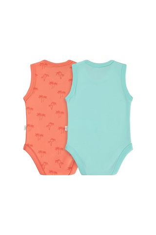 Civil Baby Palmiye Baskılı 2'li Set 3-18 Ay Çıtçıtlı Badi - Mercan-mint