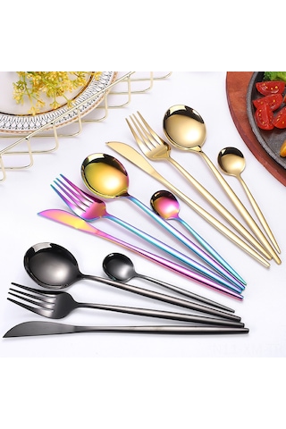 Ximistore9 Ev Ve Otel İçin Çelik Bıçak-çatal-kadeh Seti: Gümüş/rose Altın Renkli, Dayanıklı, Ev Kullanıma Uygun 4-5 Parça Takım Diğer