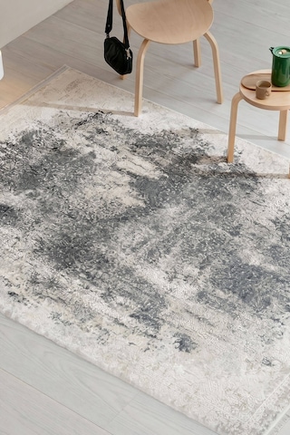 Romans Sembol 2908 Gri Eskitme Desenli Akrilik Salon Halısı