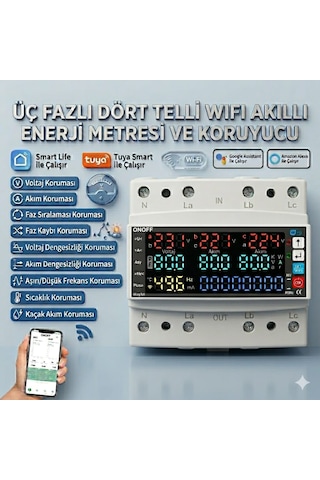 Onoff Tuya Wifi Akıllı Yüksek Voltaj Düşük Voltaj Kaçak Akım Güc Tüketimi Zamanlama Uzaktan Kontrol Anahtar Röle 63 Amper 0