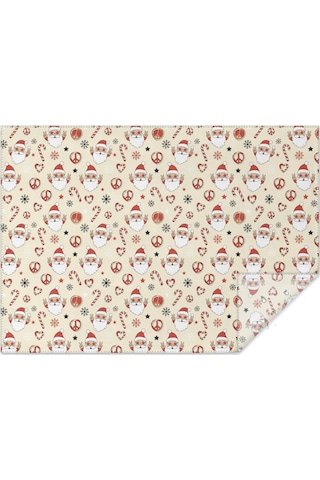Noel Desenli Dikdörtgen Masa Örtüsü 60x84 İnç, Su Geçirmez Ve Leke Tutmaz Noel Baba Noel Barış