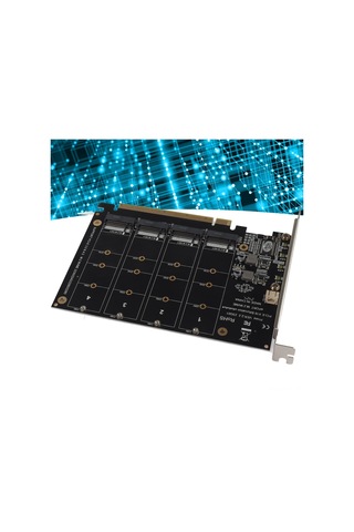 Yaleker Ph44 Pcıe X16 M.2 Nvme Ssd Adaptörü - 4 Diskli, 4x32gbps Hız, Led Gösterge, Pcıe 3.0/4.0 Desteği, Sabit Pcb Yapısı