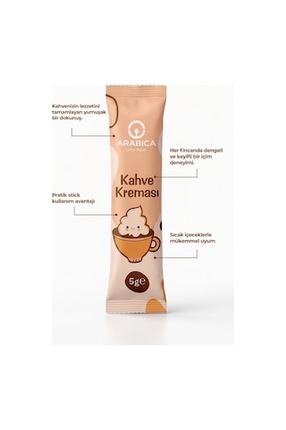 Arabica Coffee House Kahve Kreması Stick 5 Gr X 100 Adet Kahvenize Yumuşak Ve Dengeli Bir Dokunuş