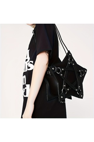 Siyah Yıldız Şekilli Omuz Çantası, Siyah